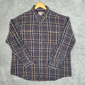Duluth Trading Shirt Mens XL Relaxed Fit Plaid Long Sleeve Button Up MagnaReady